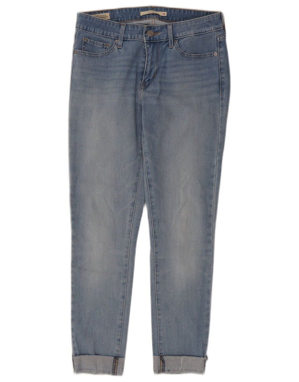 Levi's Donna 711 Crop Skinny Jeans UK 8 Small W26 L25 Blu Cotone