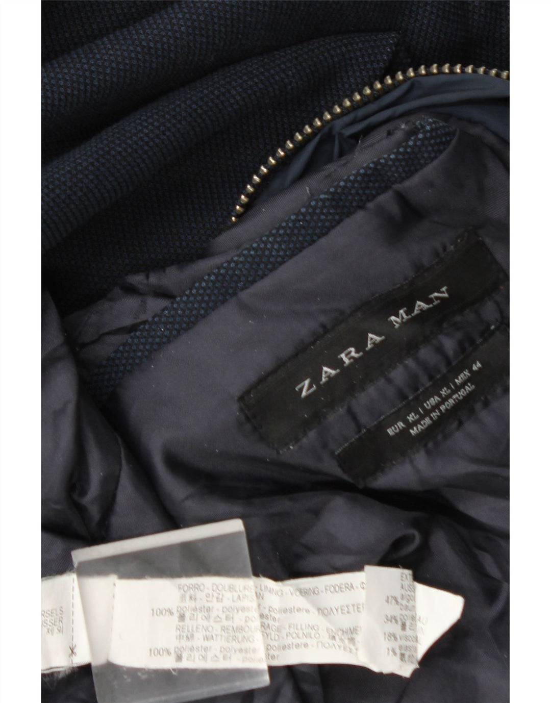 Giubbotto bomber da uomo Zara UK 42 XL Poliestere a quadri blu navy