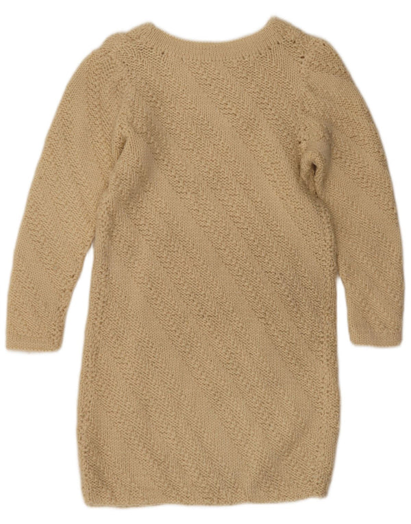 Abito maglione vintage da donna con maniche a 3/4 UK 12 Beige medio