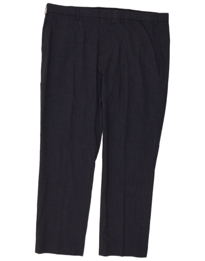 MARKS & SPENCER Pantaloni chino da uomo vestibilità regolare W42 L31 Blu navy