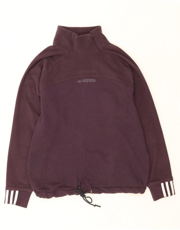 Felpa da donna oversize con collo con zip Adidas, maglione UK 12, bordeaux medio