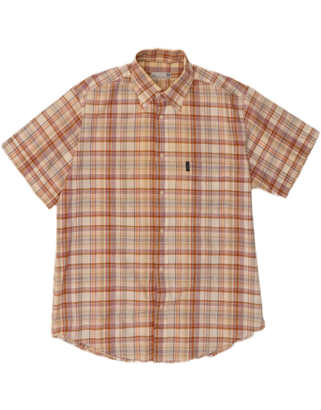 Camicia da uomo a maniche corte Sergio Tacchini in cotone a quadri beige grande