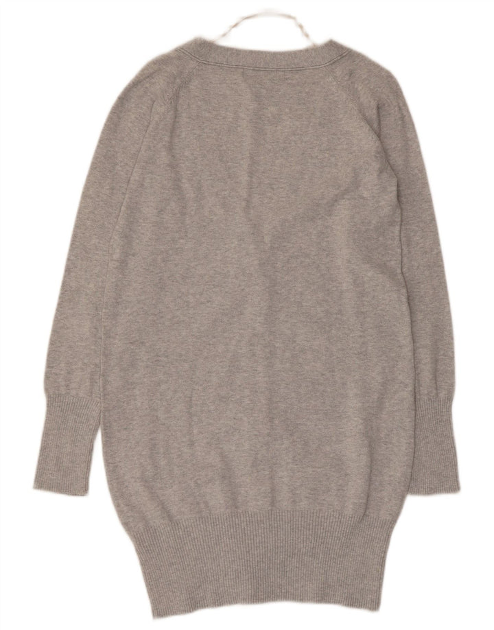 Maglione cardigan lungo da donna Zara UK 10 piccolo cotone grigio