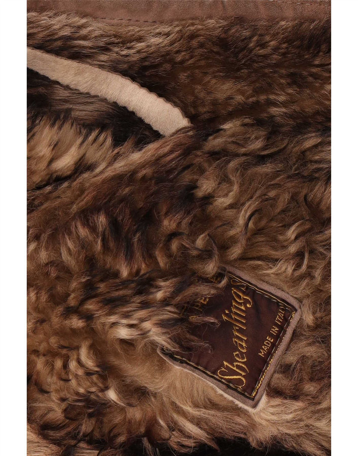 Cappotto in shearling vintage da donna UK 18 XL Marrone