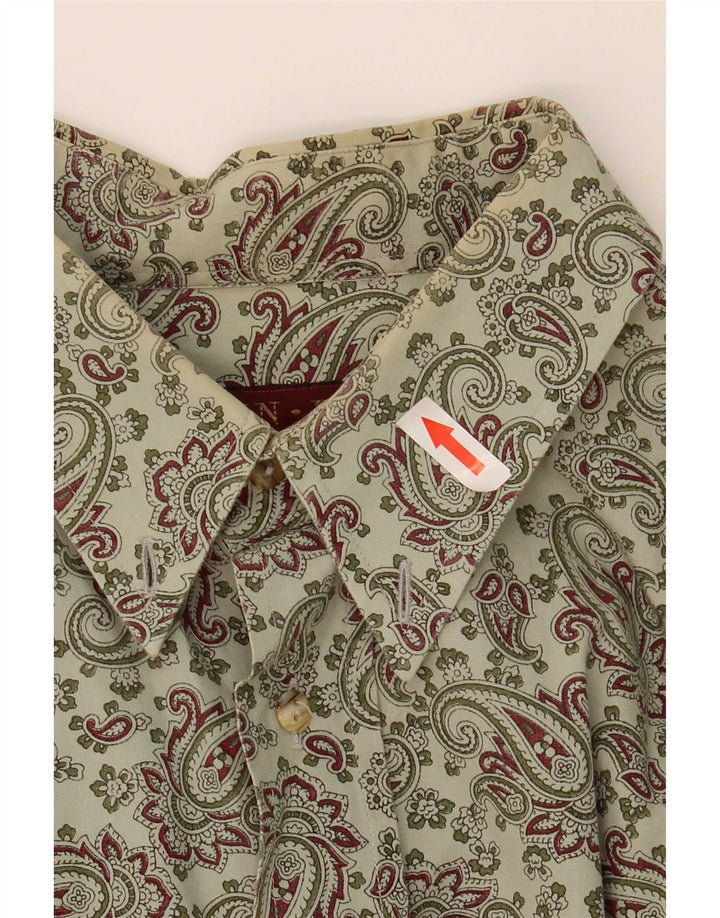 Camicia vintage da uomo XL in cotone Paisley verde