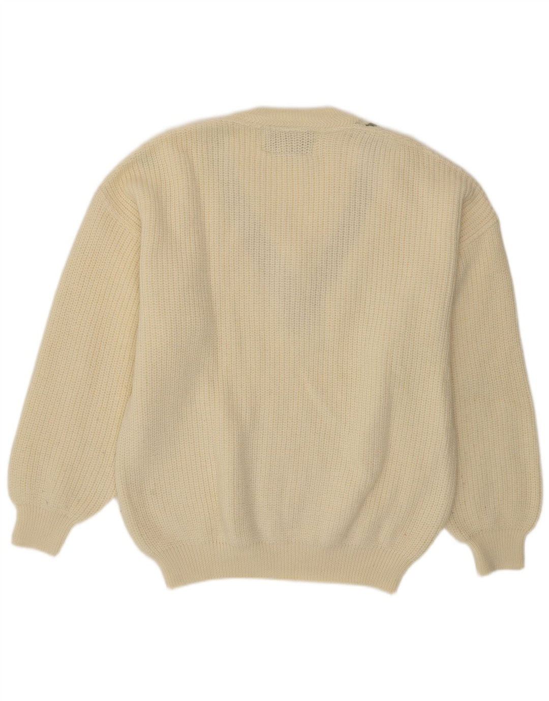 Maglione da uomo con scollo a V Il Granchio XL in lana vergine floreale bianco sporco