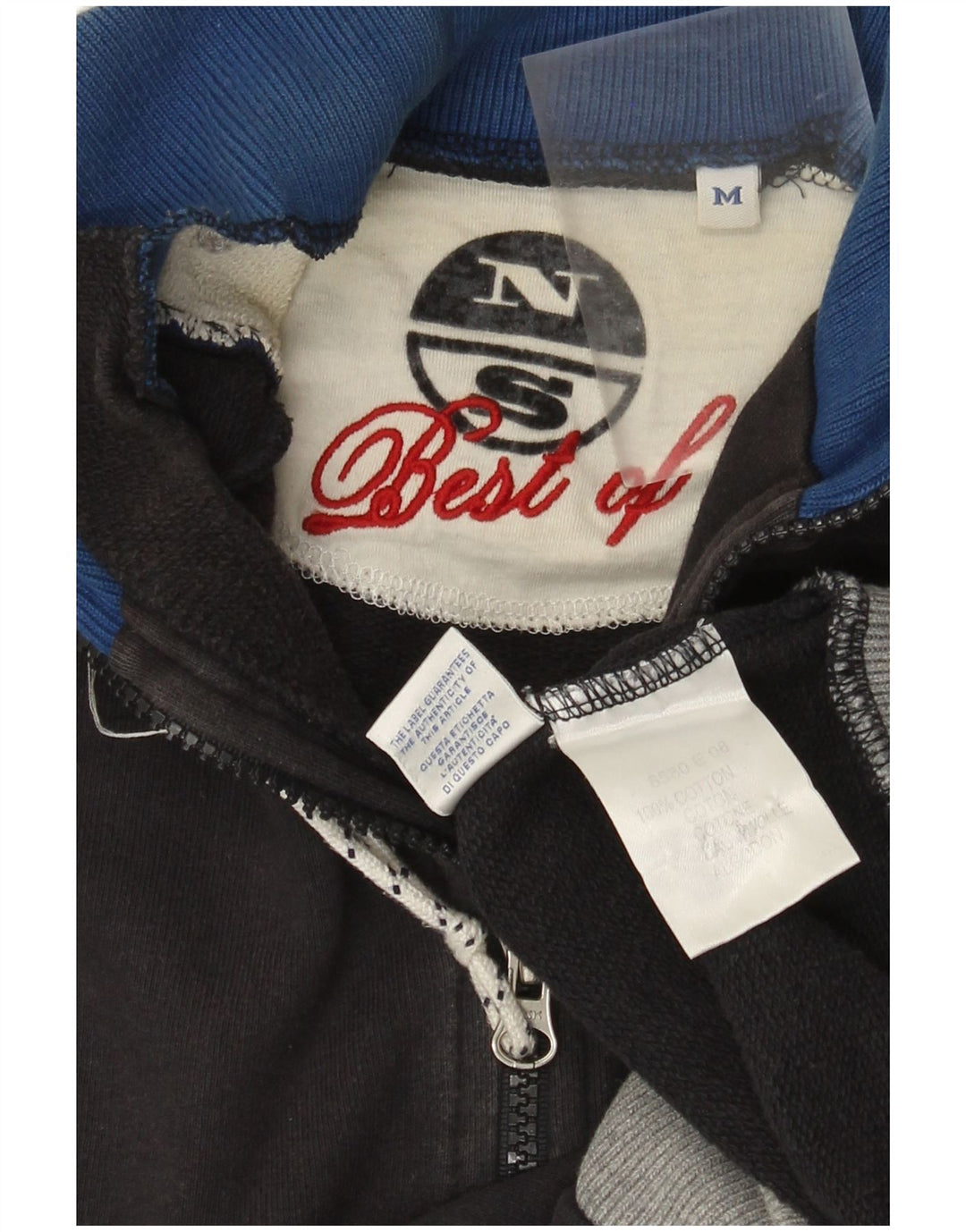 Felpa North Sails da uomo con collo con zip grafica, maglione color grigio medio
