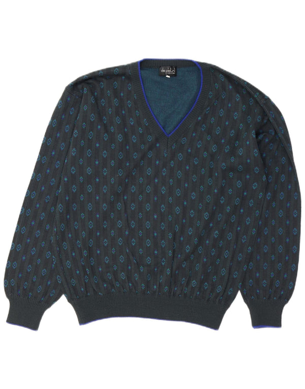 Maglione da uomo con scollo a V De Pietri IT 50 Cotone geometrico grigio medio
