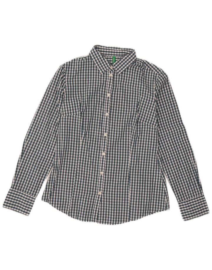 Camicia da donna Benetton UK 12 Cotone a quadretti verde medio