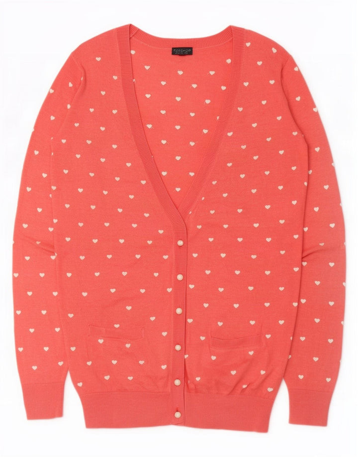 Maglione cardigan da donna con motivo astratto Topshop UK 12 Cuore rosa medio