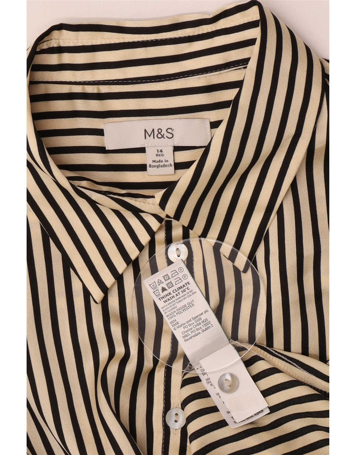 Camicia da donna Marks & Spencer UK 14 Poliestere gessato beige grande