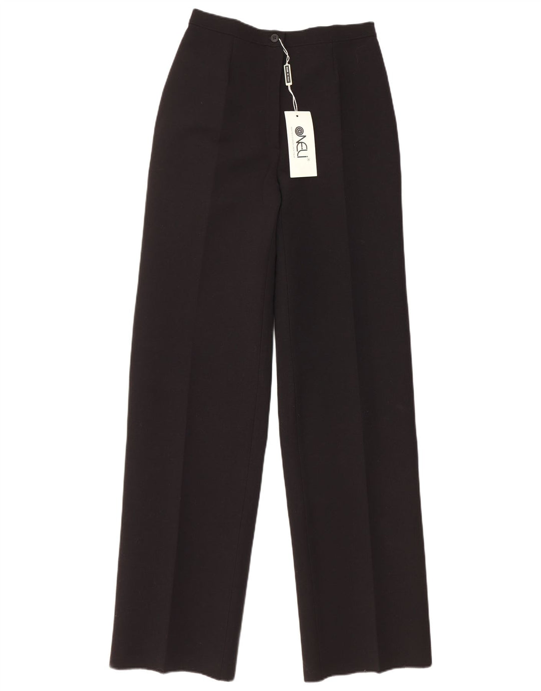 Pantaloni da completo da donna a vita alta VINTAGE IT 44 Medio W26 L35 Nero