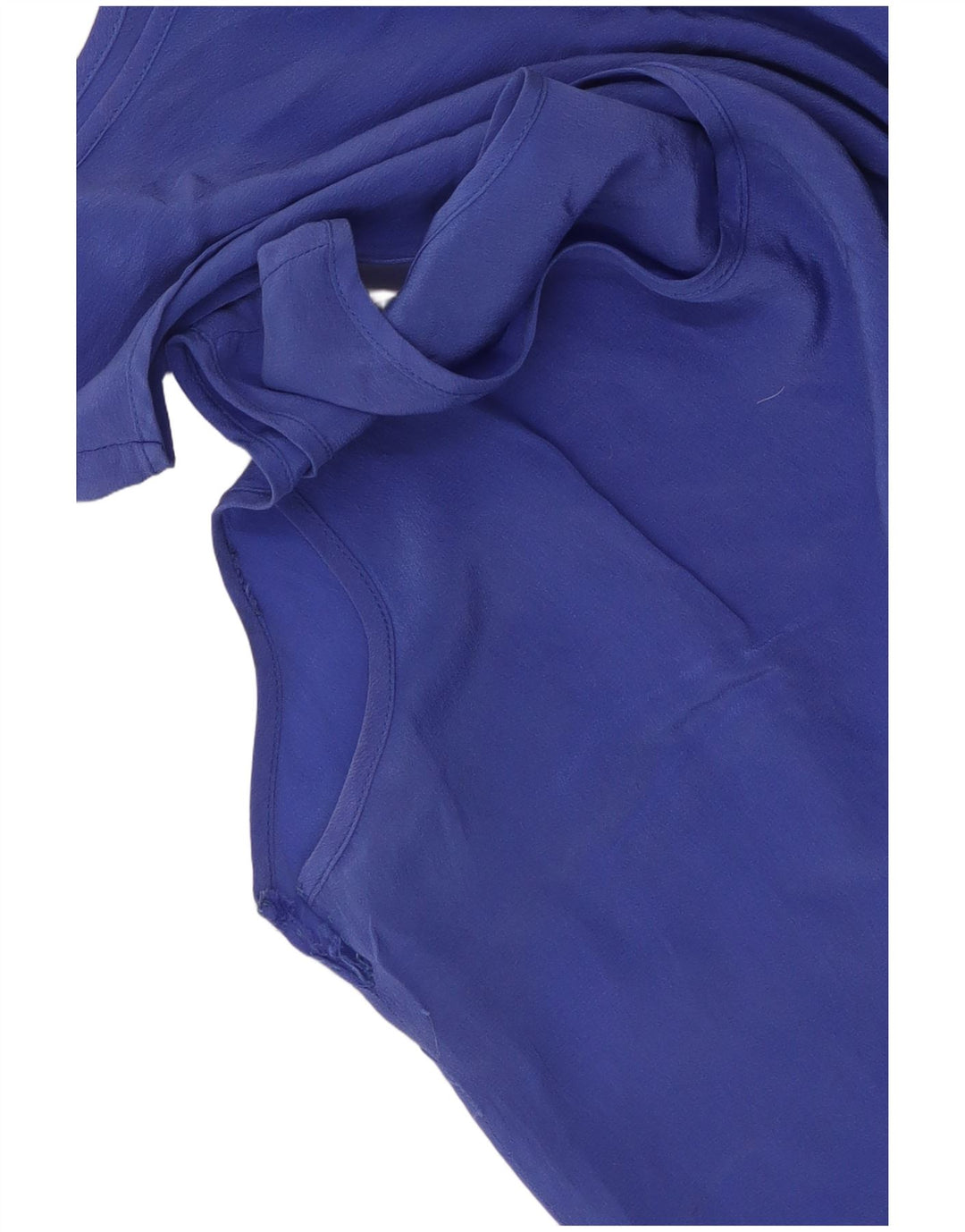 Canotta trasparente da donna vintage UK 8 piccola seta blu