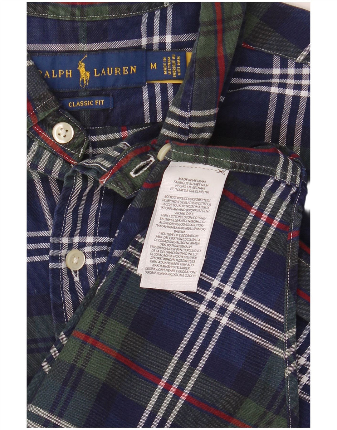 RALPH LAUREN Camicia da uomo dalla vestibilità classica, in cotone scozzese medio blu navy
