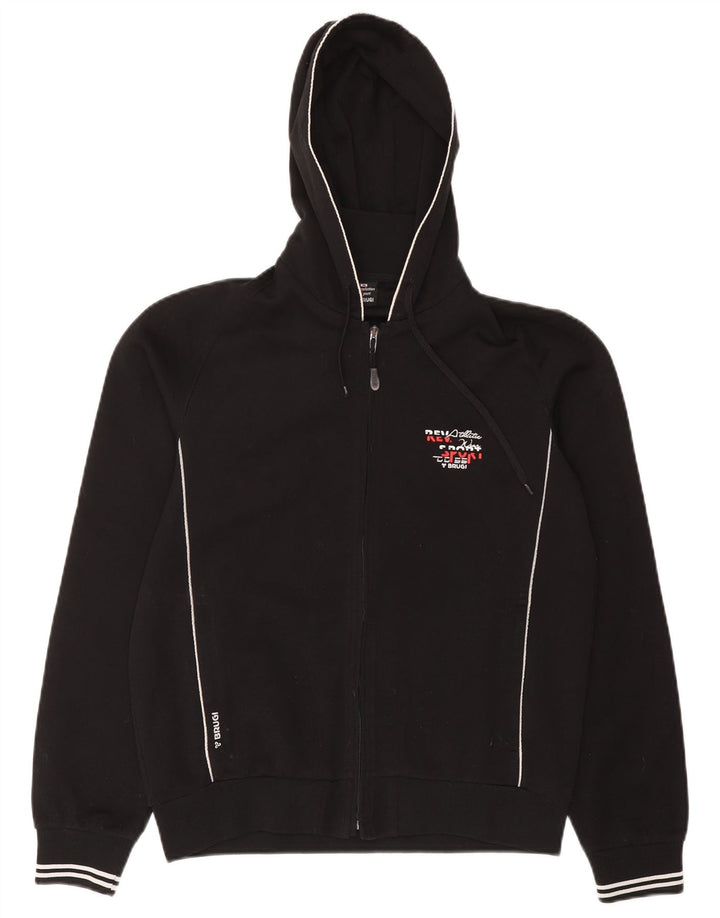 Felpa con cappuccio e zip da uomo Brugi in poliestere nero medio