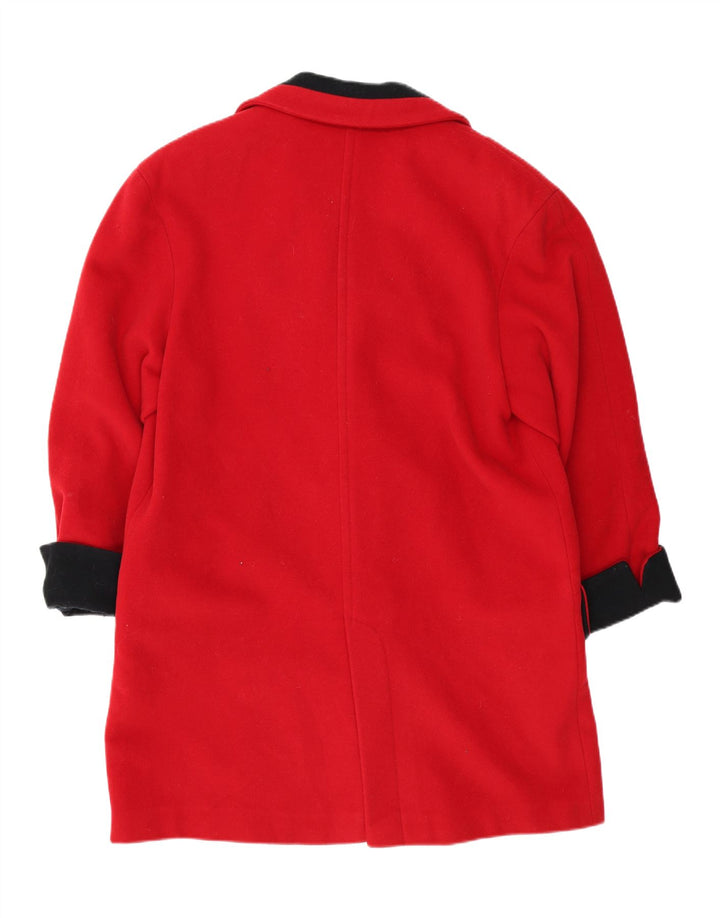 VINTAGE Womens Overcoat IT 44 Medium Red Virgin Wool