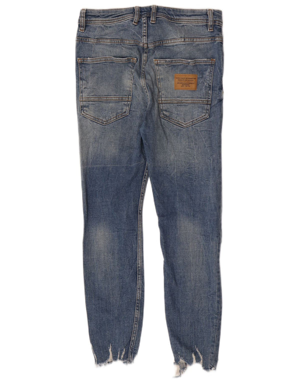 Jeans skinny corti invecchiati da uomo Zara EU 38 Small W30 L24 cotone blu