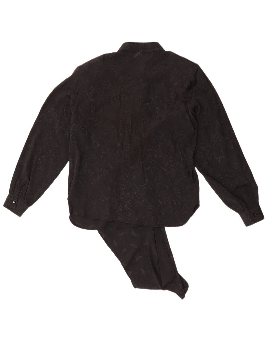 Top camicetta a maniche lunghe da donna vintage IT 44 medio nero geometrico
