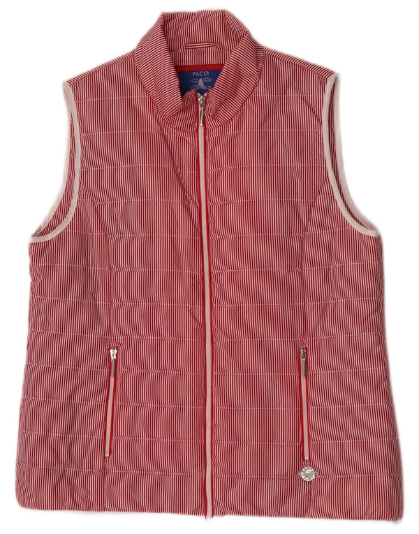 Paco Coastal Womens Padded Gilet UK 14 Large Red Pinstripe Polyester