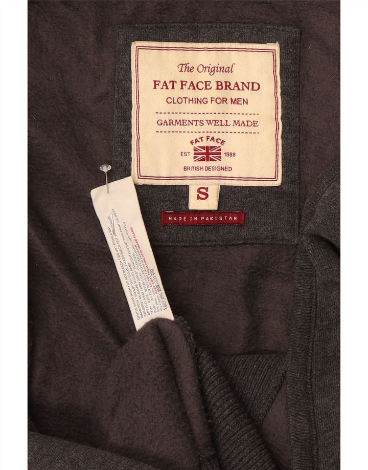 Maglione con cappuccio e zip da uomo Fat Face piccolo in cotone grigio