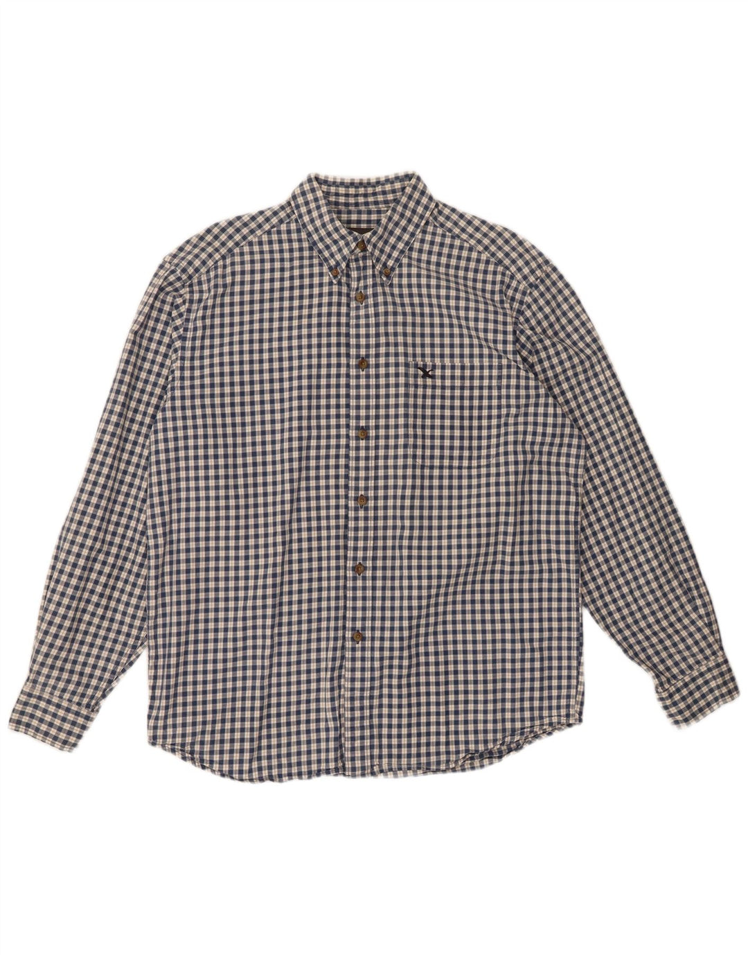 Camicia da uomo in flanella di Eddie Bauer, cotone a quadri blu medio