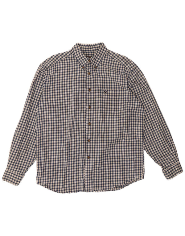 Camicia da uomo in flanella di Eddie Bauer, cotone a quadri blu medio
