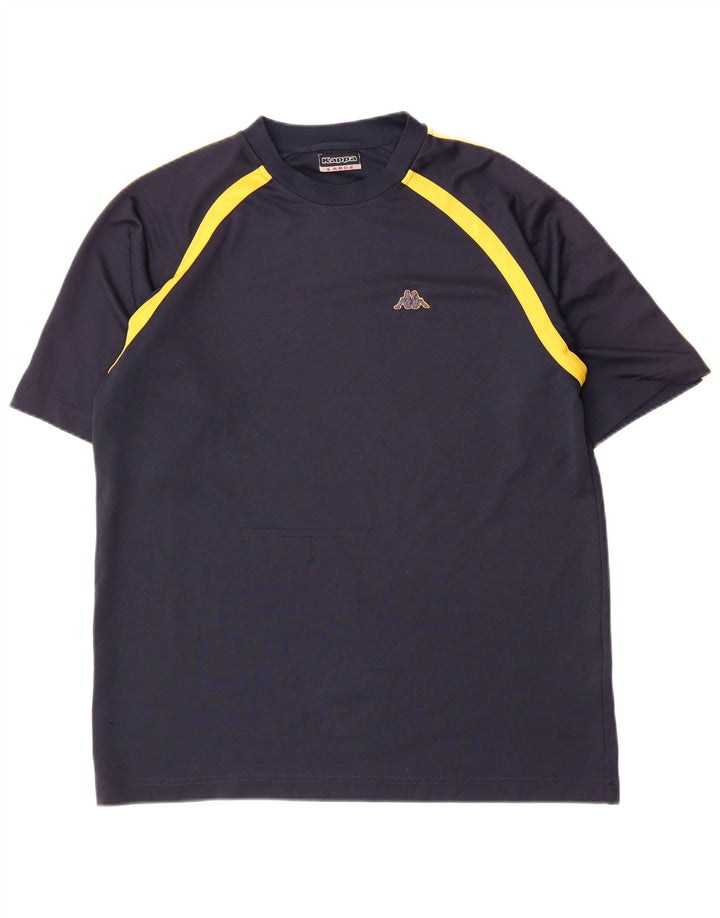 T-shirt da uomo Kappa Top Large in poliestere color block blu navy