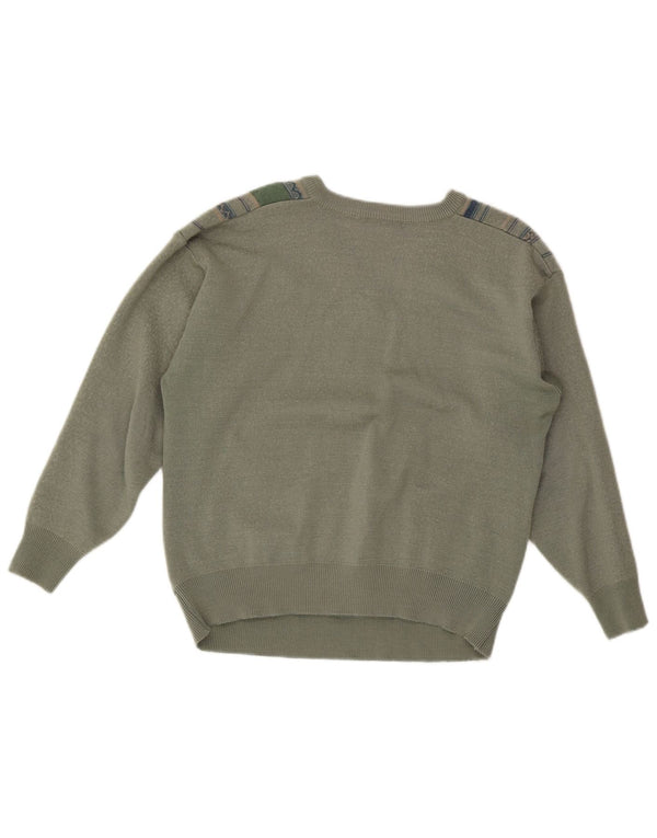 Maglione da donna con scollo a V Gabicci UK 16 Lana a righe verdi grandi