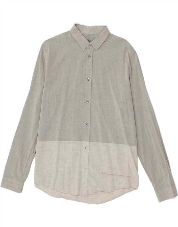COS Mens Shirt Size 41 Medium Grey Colourblock Lyocell Vintage Cos and Second-Hand Cos from Messina Hembry 