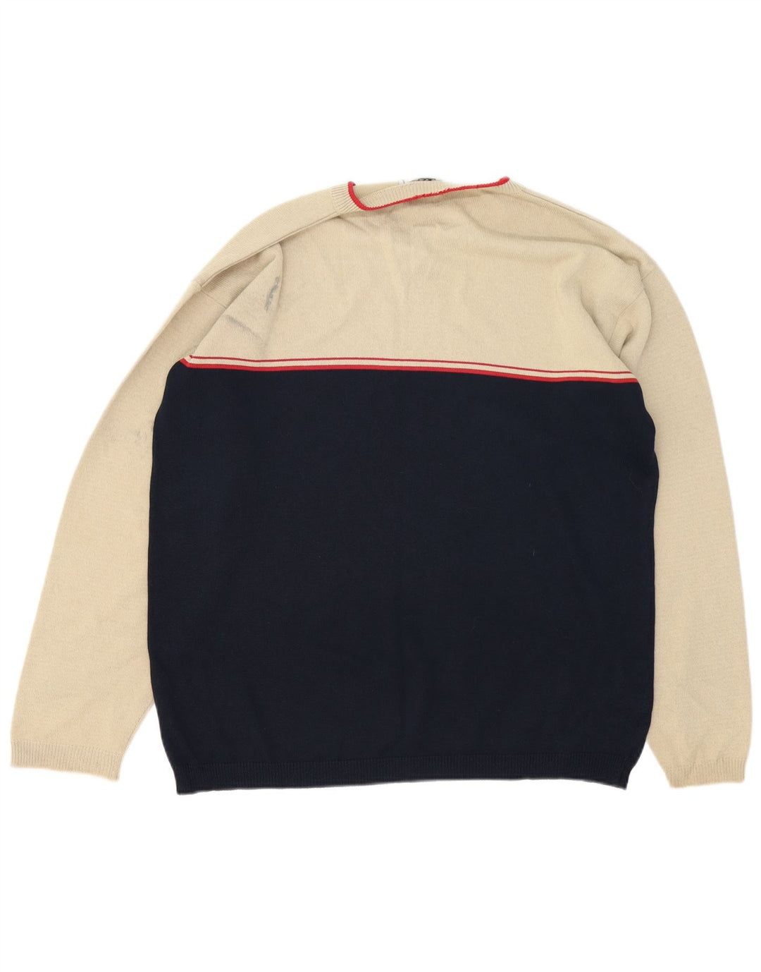 Maglione da uomo vintage grande in poliacrilico color block beige