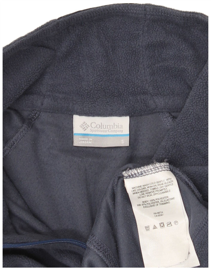 Maglione in pile da donna Columbia con zip e collo UK 10 piccolo poliestere blu navy