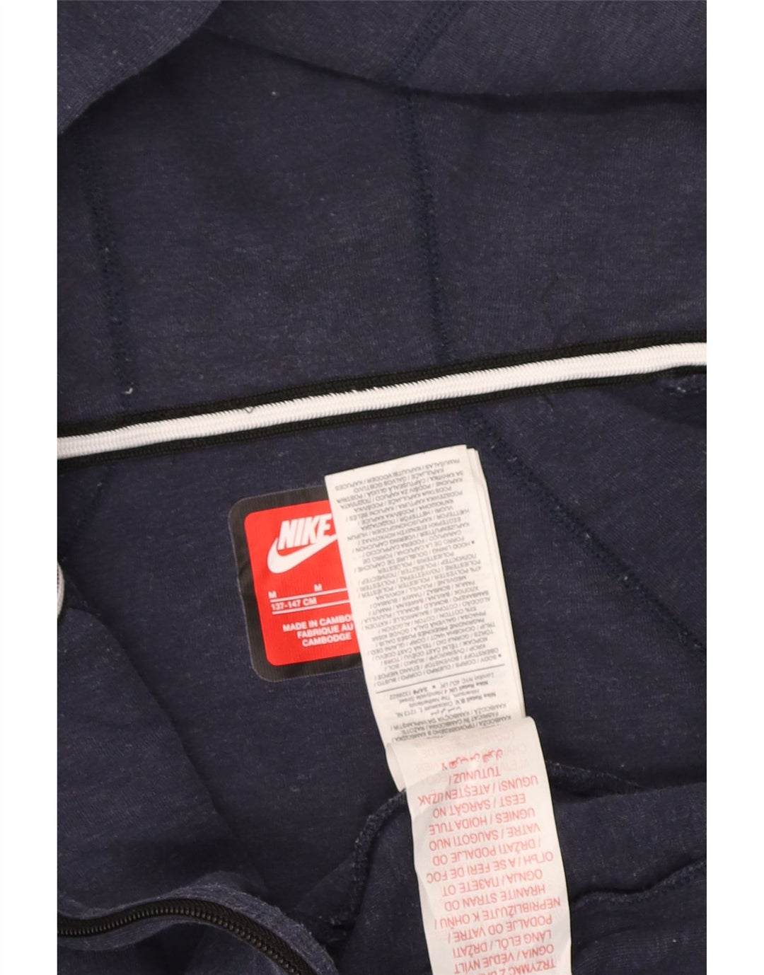 NIKE Boys Zip Hoodie Sweater 10-11 Years Medium  Navy Blue Cotton
