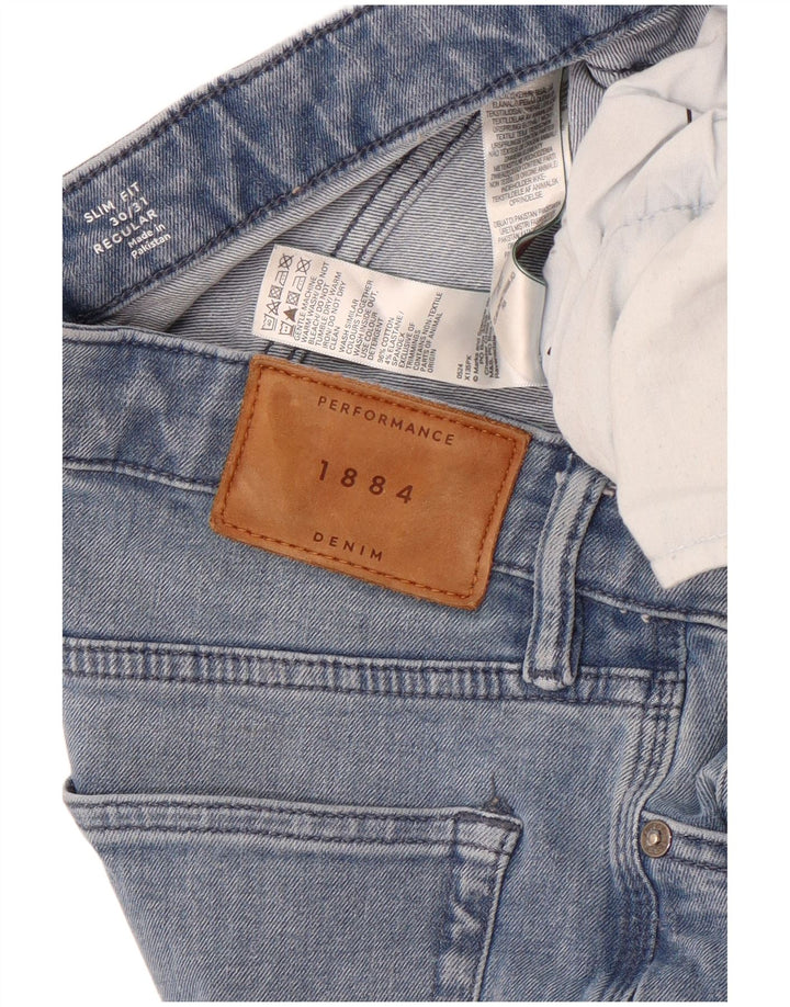 Jeans slim regolari da uomo Marks & Spencer W30 L31 cotone blu