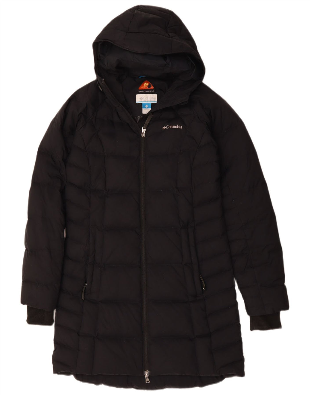 COLUMBIA Cappotto imbottito con cappuccio Omni-Shield da donna UK 14 Nylon nero medio