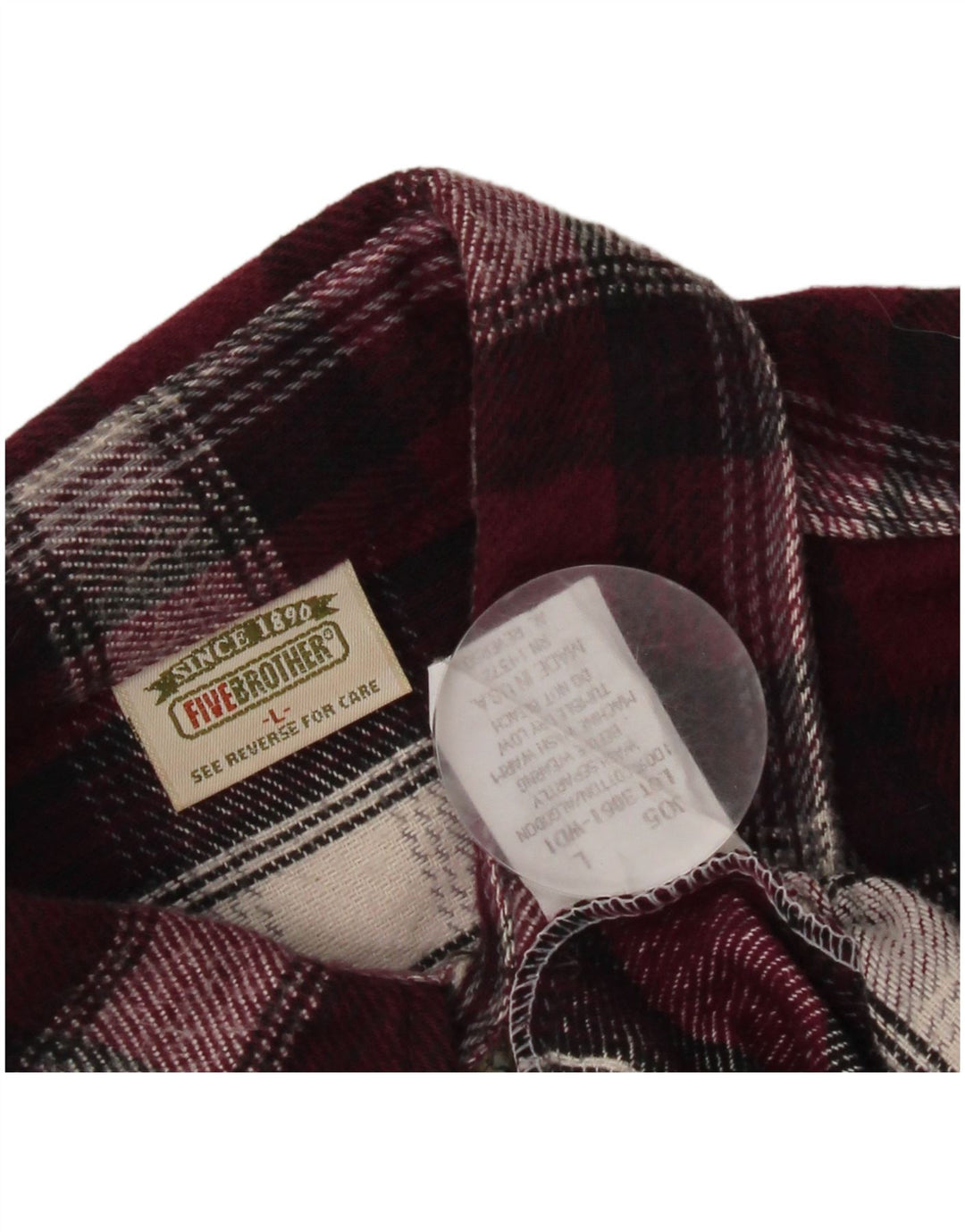 Camicia vintage da uomo in flanella di cotone a quadri bordeaux grandi