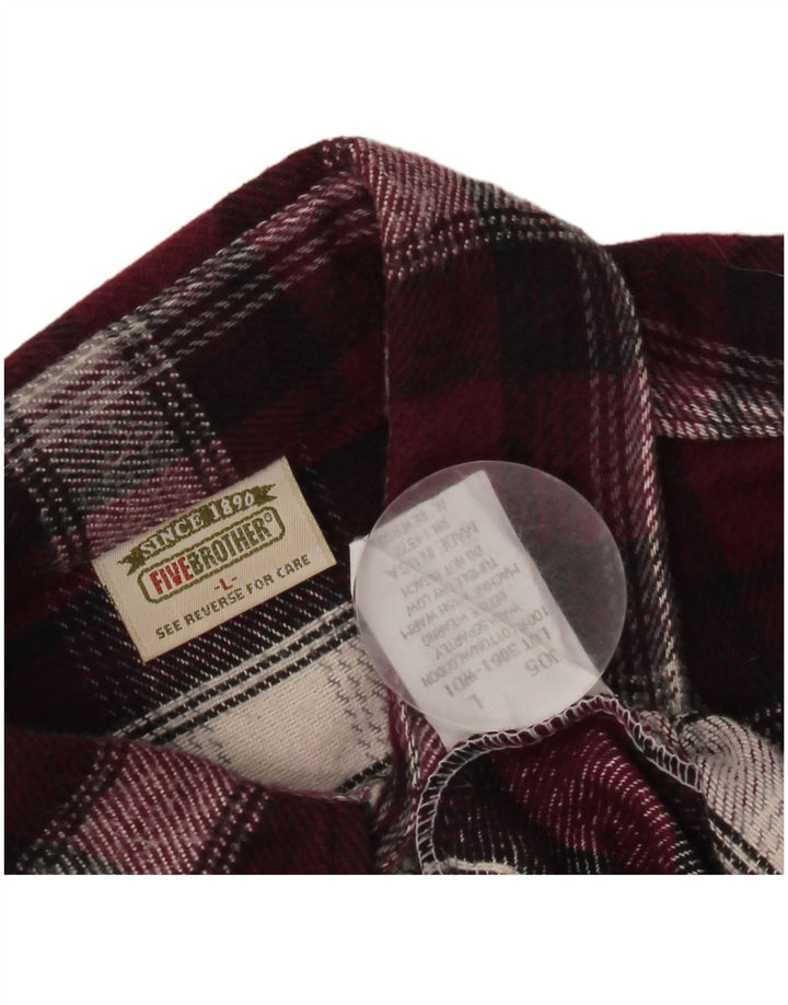 Camicia vintage da uomo in flanella di cotone a quadri bordeaux grandi