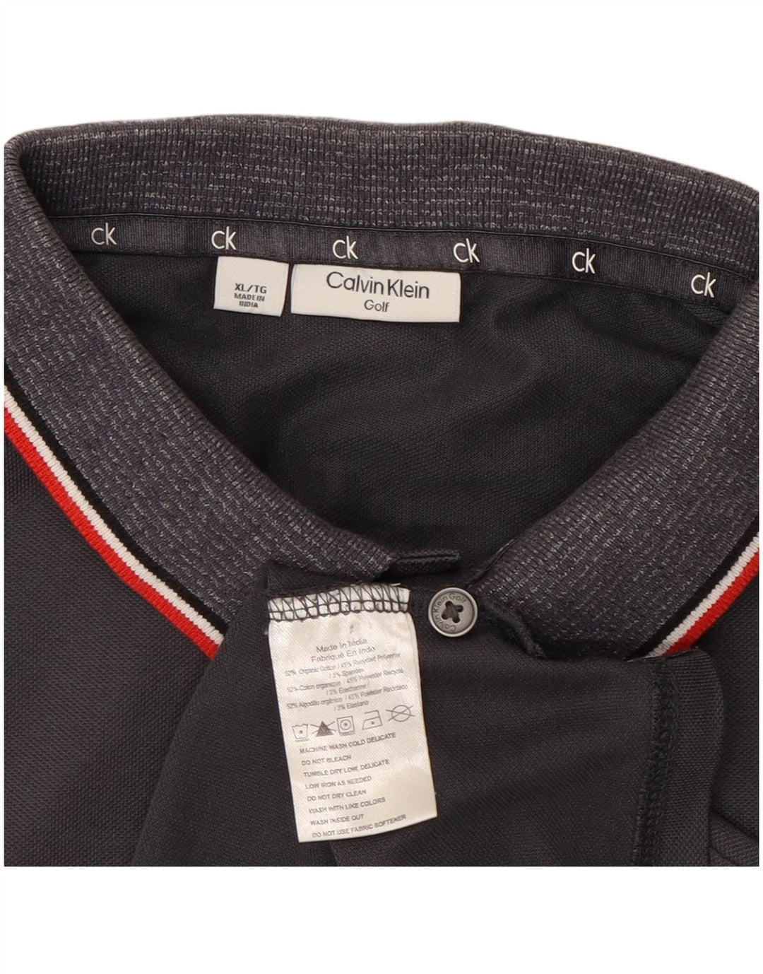 CALVIN KLEIN Mens Golf Polo Shirt XL Grey Cotton
