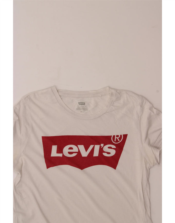 LEVI'S Womens Graphic T-Shirt Top UK 10 Small White Cotton Vintage Levi's and Second-Hand Levi's from Messina Hembry 