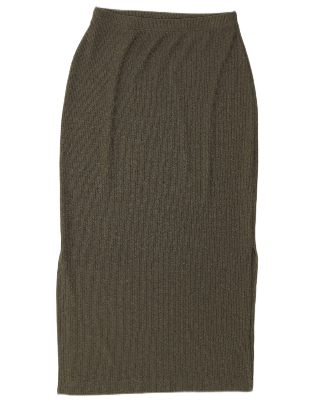 Gonna longuette in maglia da donna Marks & Spencer UK 12 media W28 poliestere kaki