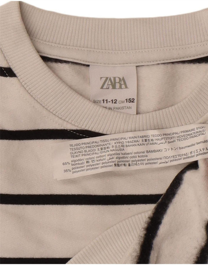 Felpa Zara per ragazzi 11-12 anni in cotone a righe bianche