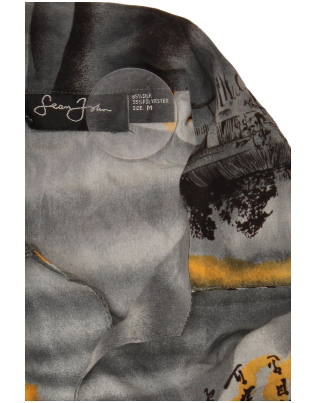 Camicia a maniche corte grafica da uomo VINTAGE in seta grigio medio