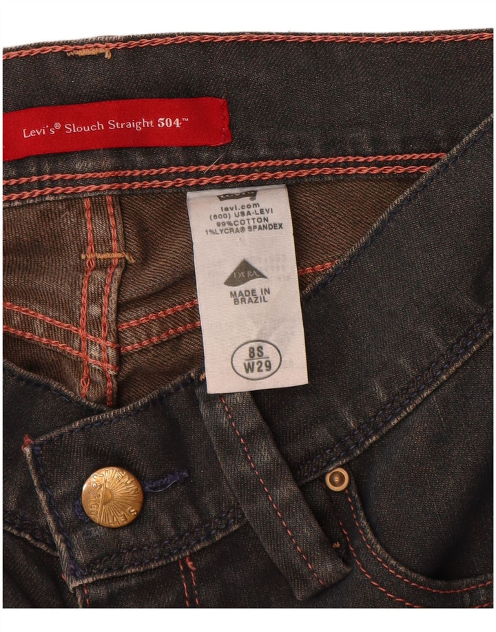 Levi's Donna 504 Slouch Straight Jeans US 8 Medio W29 L30 Blu Navy