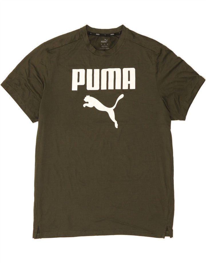 PUMA Mens Graphic T-Shirt Top XL Khaki Vintage Puma and Second-Hand Puma from Messina Hembry 