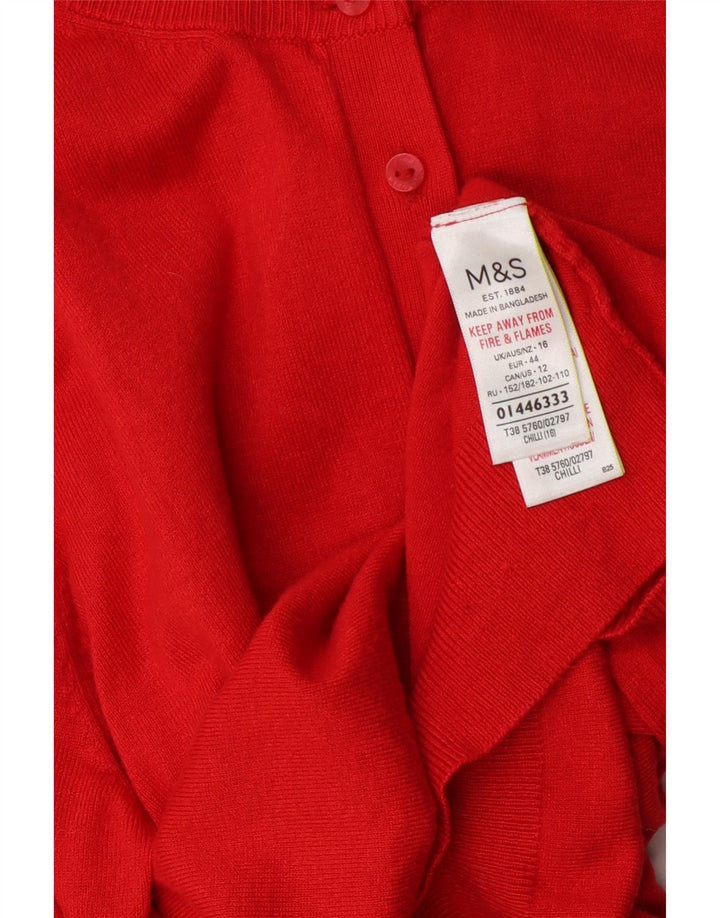 Maglione cardigan da donna Marks & Spencer UK 16 grande viscosa rossa
