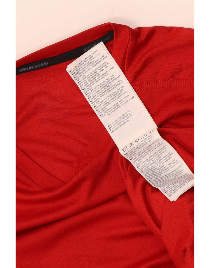 T-shirt grafica Nike Dri Fit da uomo, top in poliestere rosso medio