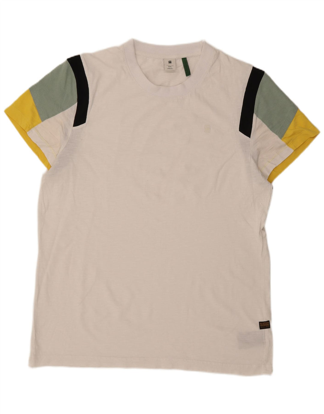 G-STAR Mens T-Shirt Top 2XL White Colourblock Cotton
