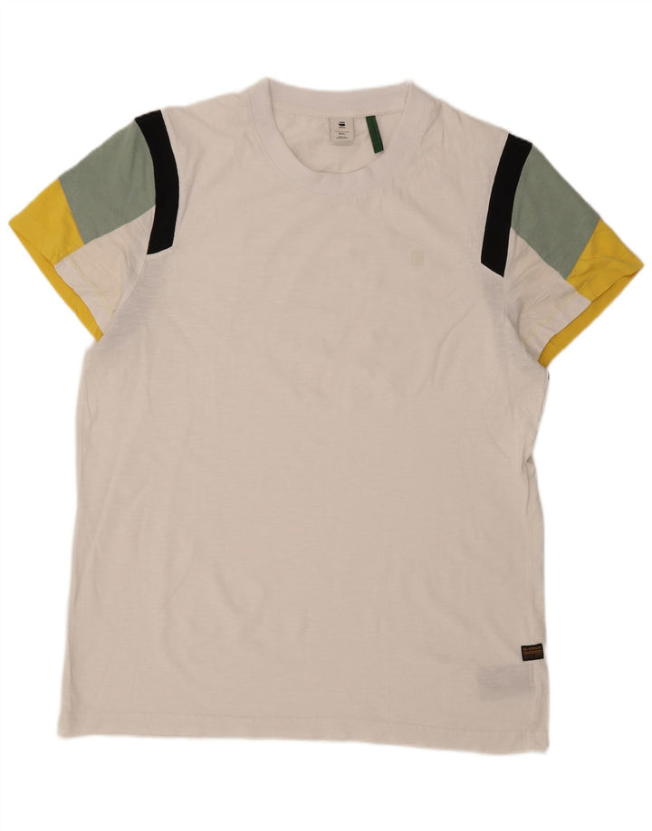 G-STAR Mens T-Shirt Top 2XL White Colourblock Cotton