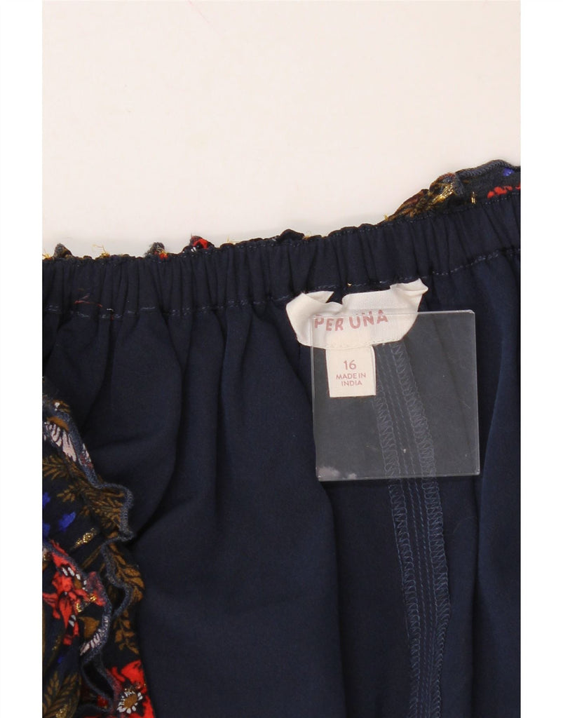 PER UNA Womens A-Line Skirt UK 16 Large W38 Blue Floral Vintage Per Una and Second-Hand Per Una from Messina Hembry 