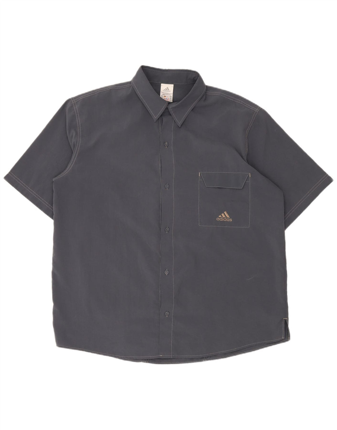 Camicia a maniche corte da uomo ADIDAS UK 46/48 XL Poliestere blu navy