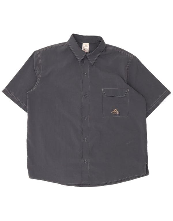 Camicia a maniche corte da uomo ADIDAS UK 46/48 XL Poliestere blu navy